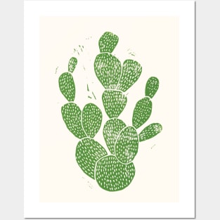 Linocut Cactus #1 Posters and Art